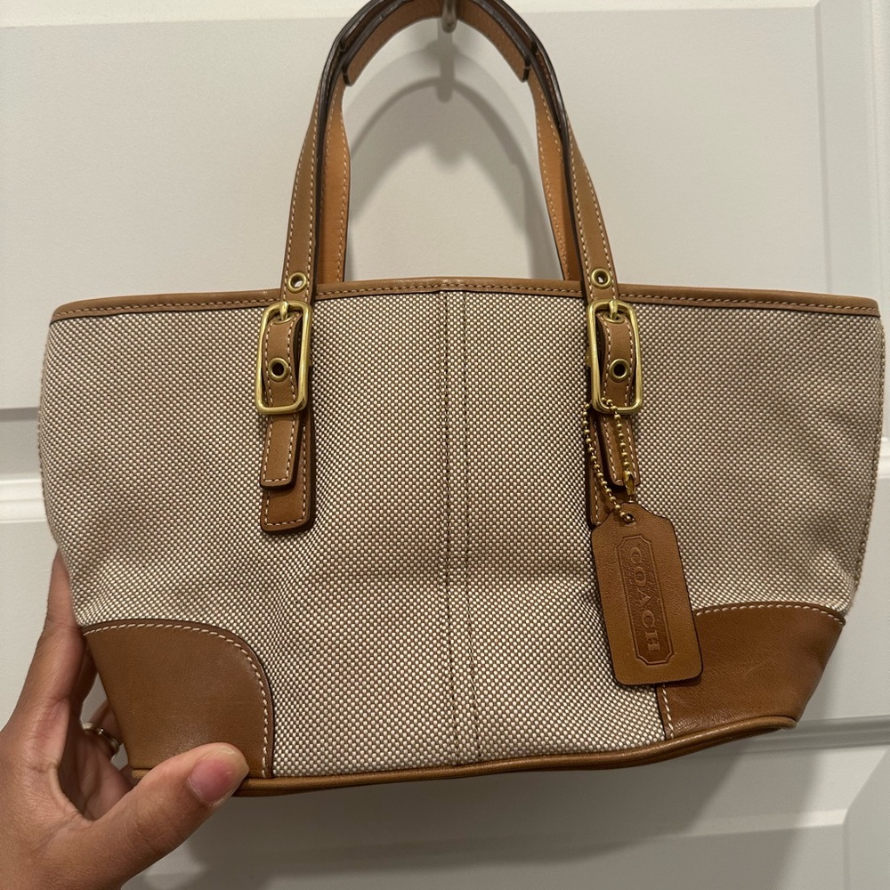 Coach Beige and Brown Tote Bag